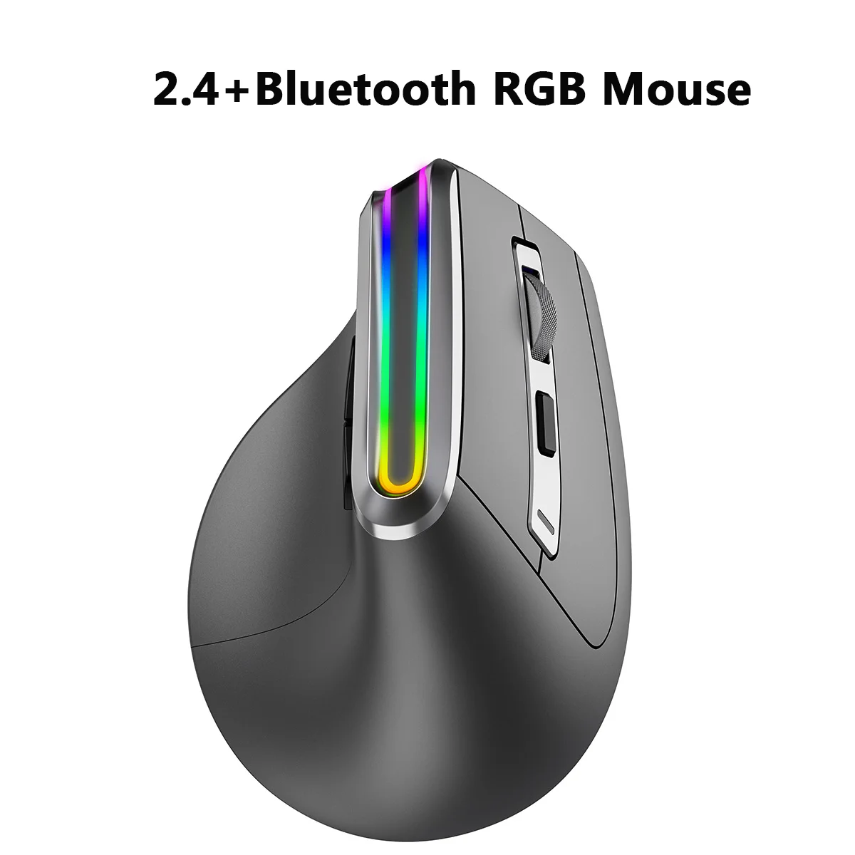 2025 nuevo ratón inalámbrico Bluetooth de modo Dual 2,4G + ratón Vertical ergonómico con luz RGB recargable tipo C para ordenador portátil de escritorio Macbook