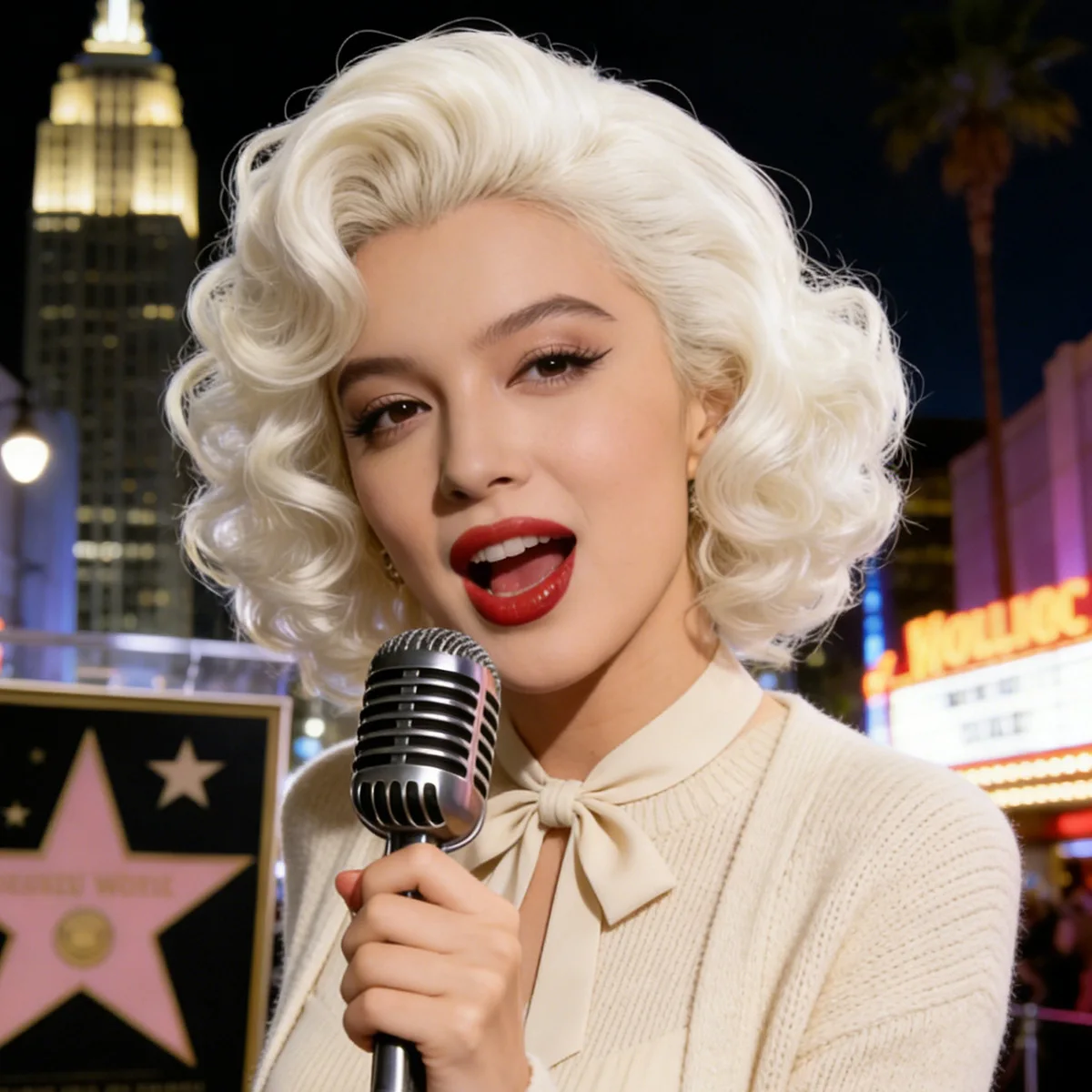 Synthetic Blonde Short Wavy Wig for Women Fluffy Hand-Rolled Cosplay Inspired Party Festival Costume Hair