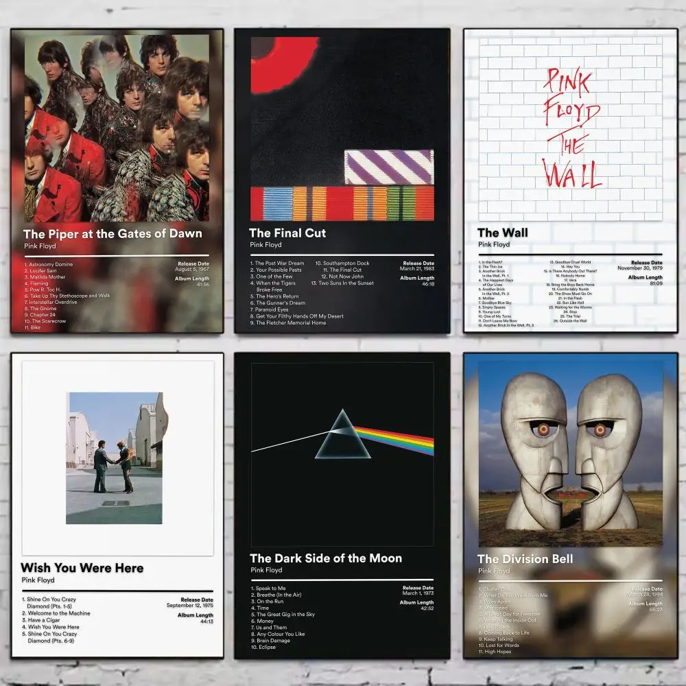 Band P-Pink Floyd Album Cover Poster Vintage Wall Art Aesthetic Room Decor Print Living Room Bedroom