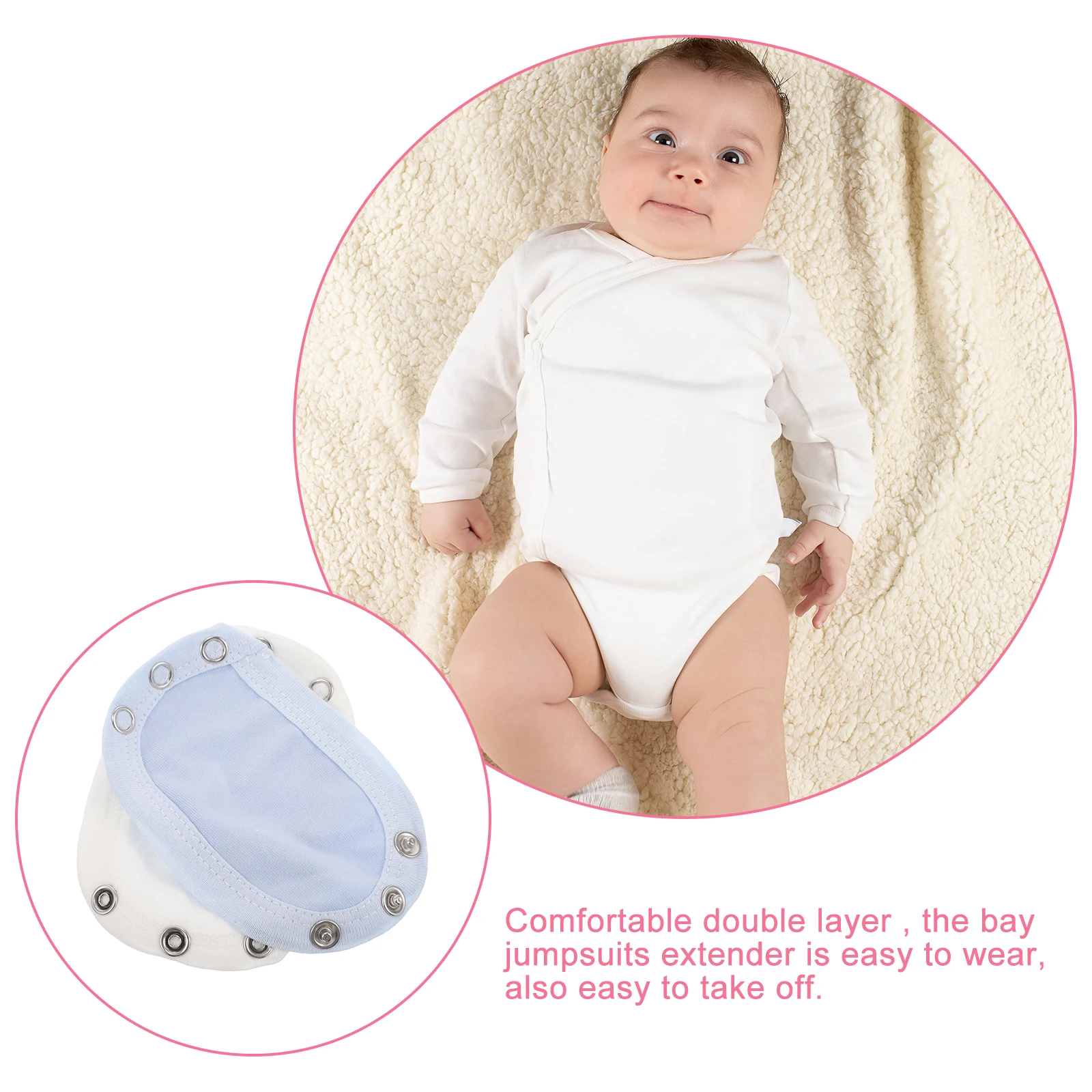 

2pcs Cotton Bodysuit Baby Jumpsuits Snap Infant Toddler Clothes Extender Soft For Boy Girl Breathable Easy Attach