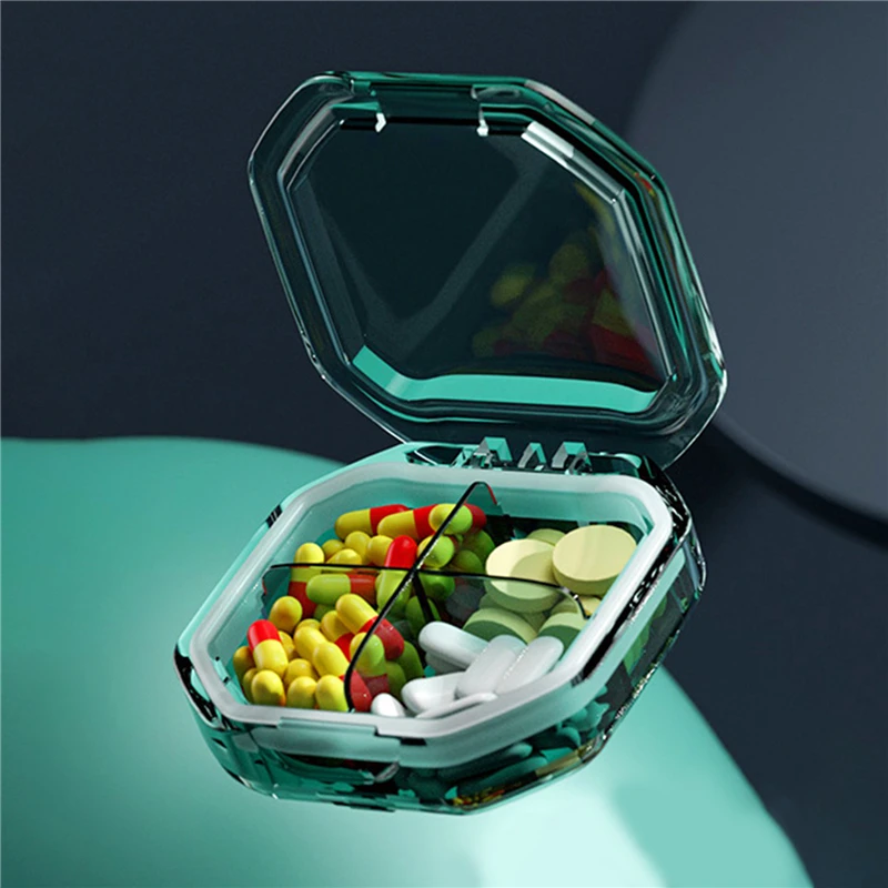 4 Grids Pill Box Organizer Container for Tablets Travel Small Tablet Box Wheat Straw Medicine Container Organizer Boxes