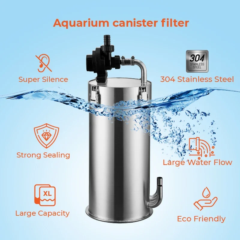 TLF Stainls Steel 304 Aquariums Canister Filter Fish 4.5L 10L 15L 22L Filter Bucket Aquarium Filtration System External Filter