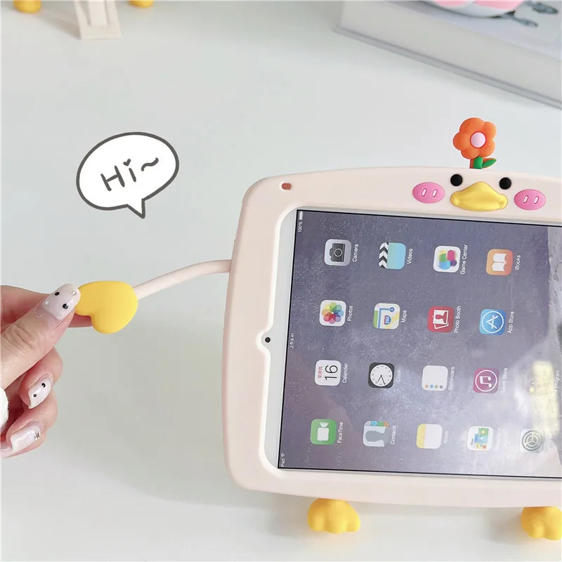 Kids Case voor Samsung Galaxy Tab A9 8.7 "X110 A9Plus 11" X210 Schokbestendig Siliconen Leuke Cartoon Kip Soft cover met Kickstand