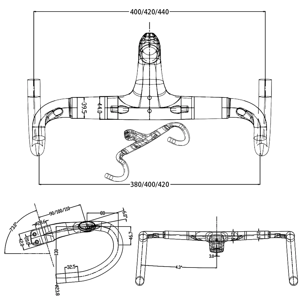 T800 Vollcarbon-BALUGOE Hochsteife Rennlenker mit integriertem Griff und verdecktem Innenraum für Straßenfahrzeuge, Code-Tischhalterung – Detail 1