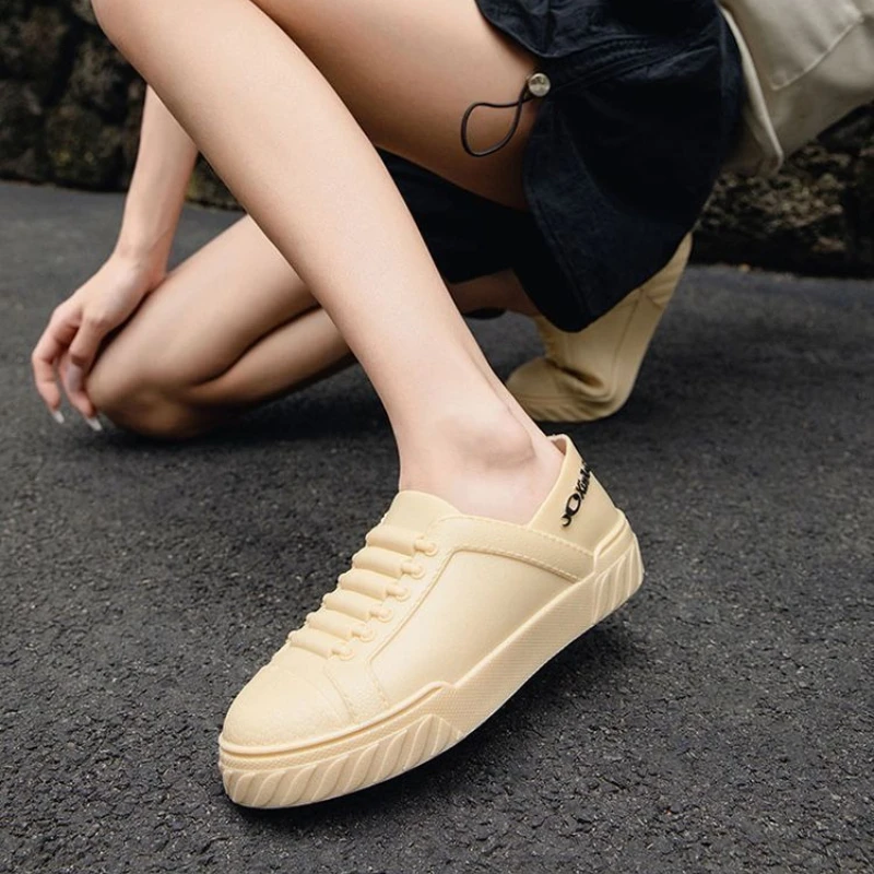 

Women's Japanese Style Rain Boots Low Cut Flat Anti Slip Wear Resistant Waterproof Kitchen Work Rubber Shoes Slip On