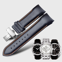 Curved End Genuine Leather Watchband 22mm 23mm 24mm for Tissot Couturier T035 Watch Band Steel Buckle Strap Wrist Bracelet Brown