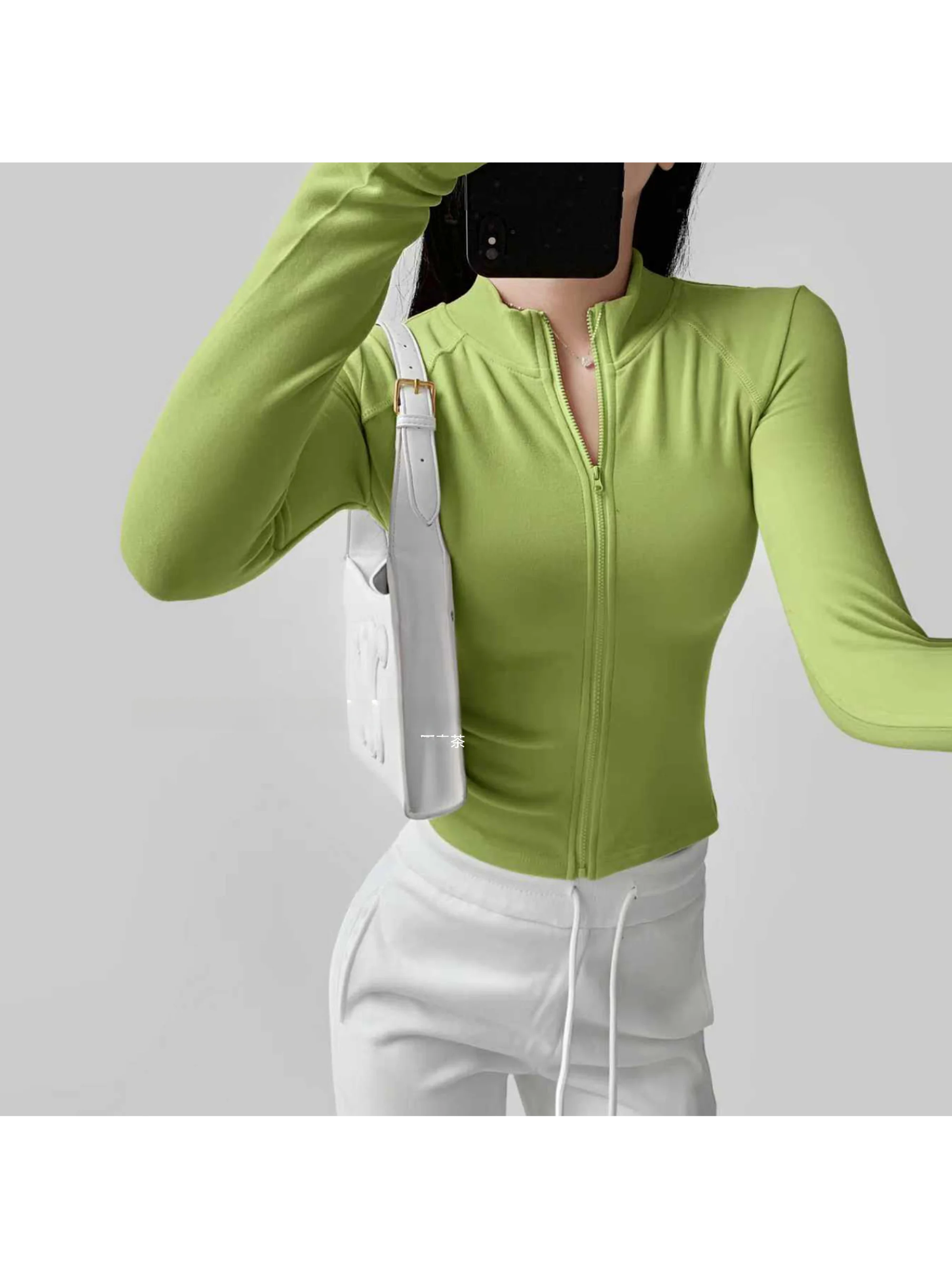 

Футболка Slim Fit Long Sve, женская футболка с воротником-стойкой, базовый слой, летняя весенняя чайная брендовая одежда Spicy Girl Sle, повседневная одежда