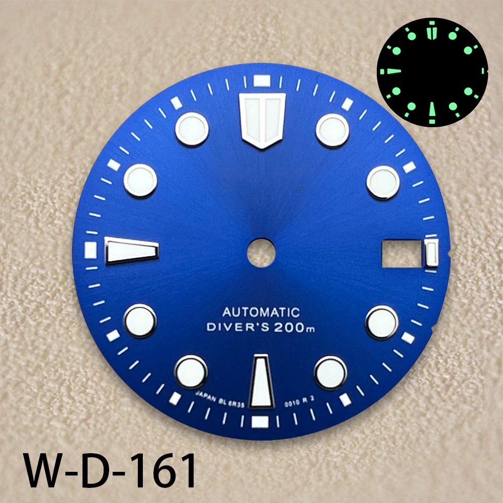 28.5mm S Logo NH35 Sunray Dial Suitable For NH35/NH36/4R/7S Movement High Quality NH35 Modificat Accessories C3 Green Luminous