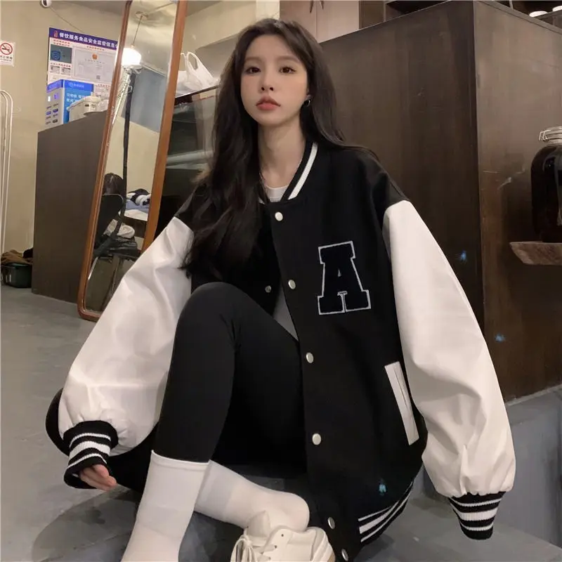 Imagem -05 - Deeptown-jaqueta Feminina de Beisebol Moda Harajuku Streetwear Coreana Jaquetas Bomber Uniforme de Casal Cabolsas Grandes Femininos