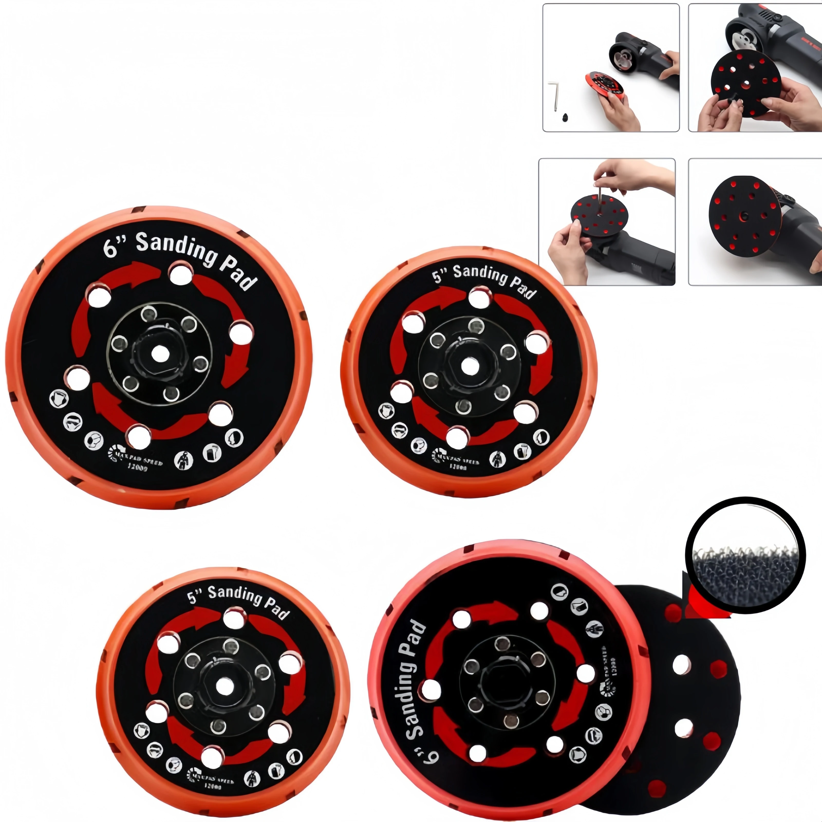 5/6 Inch Polishing Backing Plate 125/150mm 6 Hole DA Polisher Sanding Pad Disc Self Adhesive Hook Loop Backup Plate for Car Auto