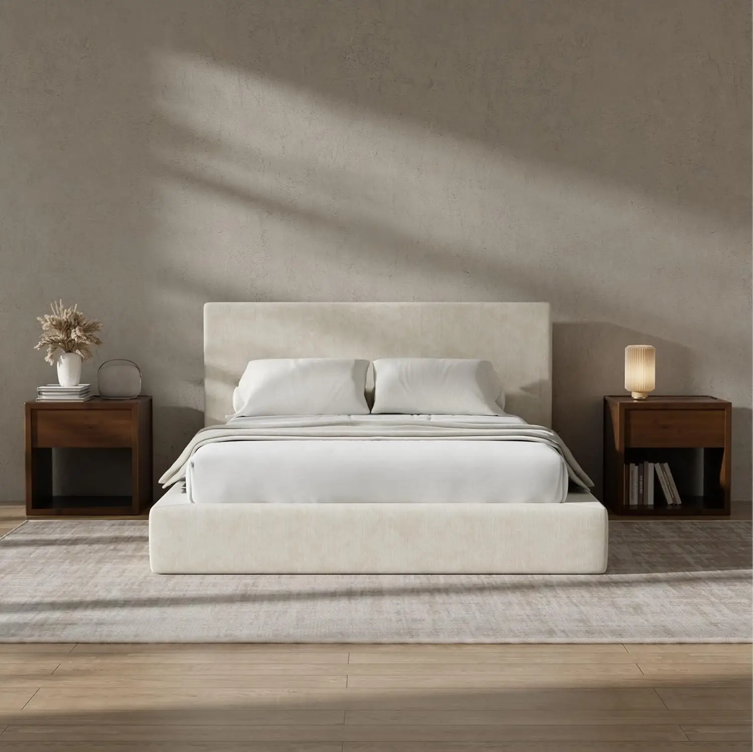 

AirFrame Full Size Bed Frame with Headboard, Cloud Upholstered Platform Bed Frame, 5 Inch Foam Cushioned, No Box Spring, Easy