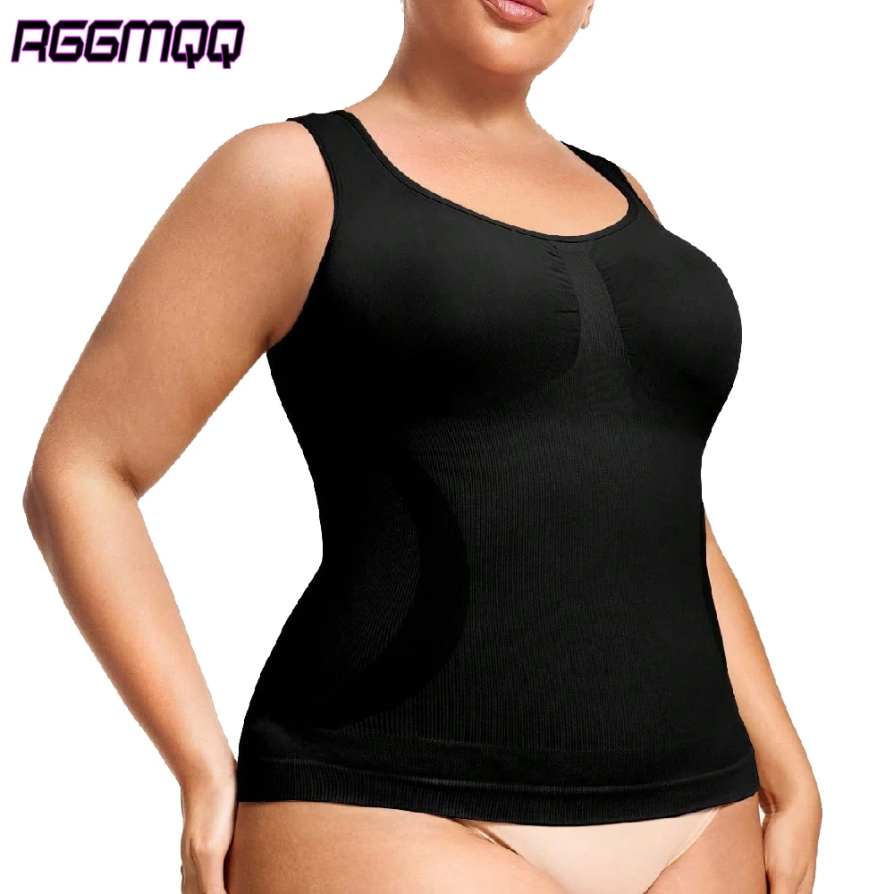 1PCS Plus Size Women's Seamless Shapewear Tank Top, Crew Neck Compression Camisole, Tummy Control Slimming Body Shaper Cami Tops