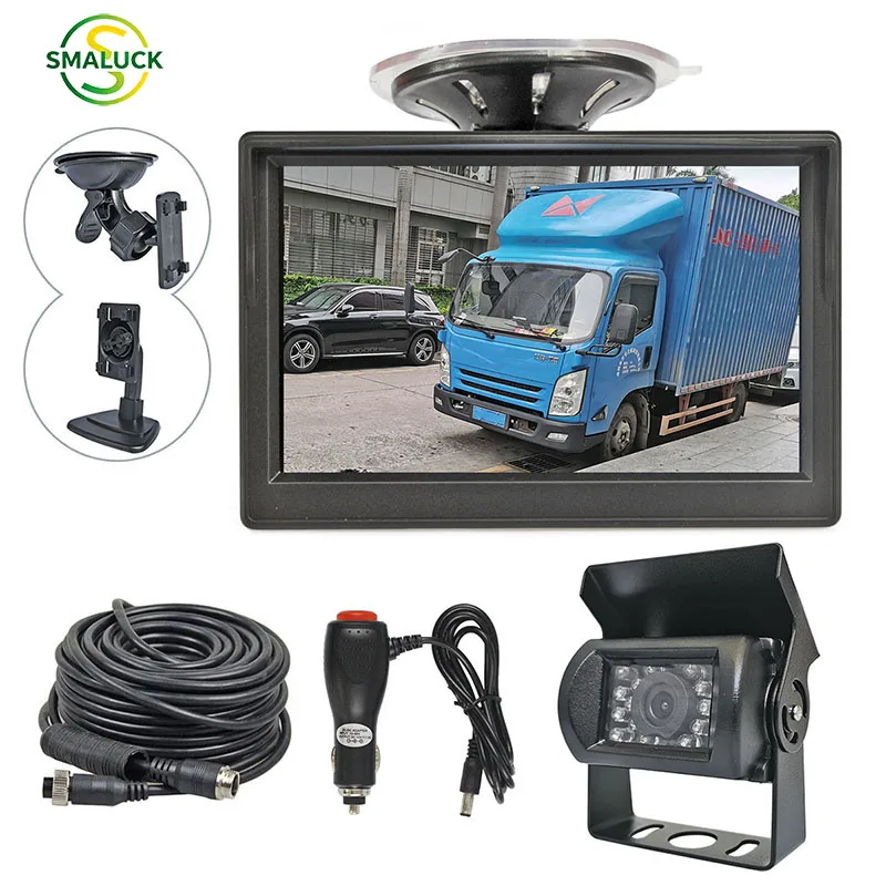 SMALUCK 5inch Car Backup Camera 4PIN Reverse Rear View Monitor DC12V-24V Waterproof Night Vision for Bus Truck