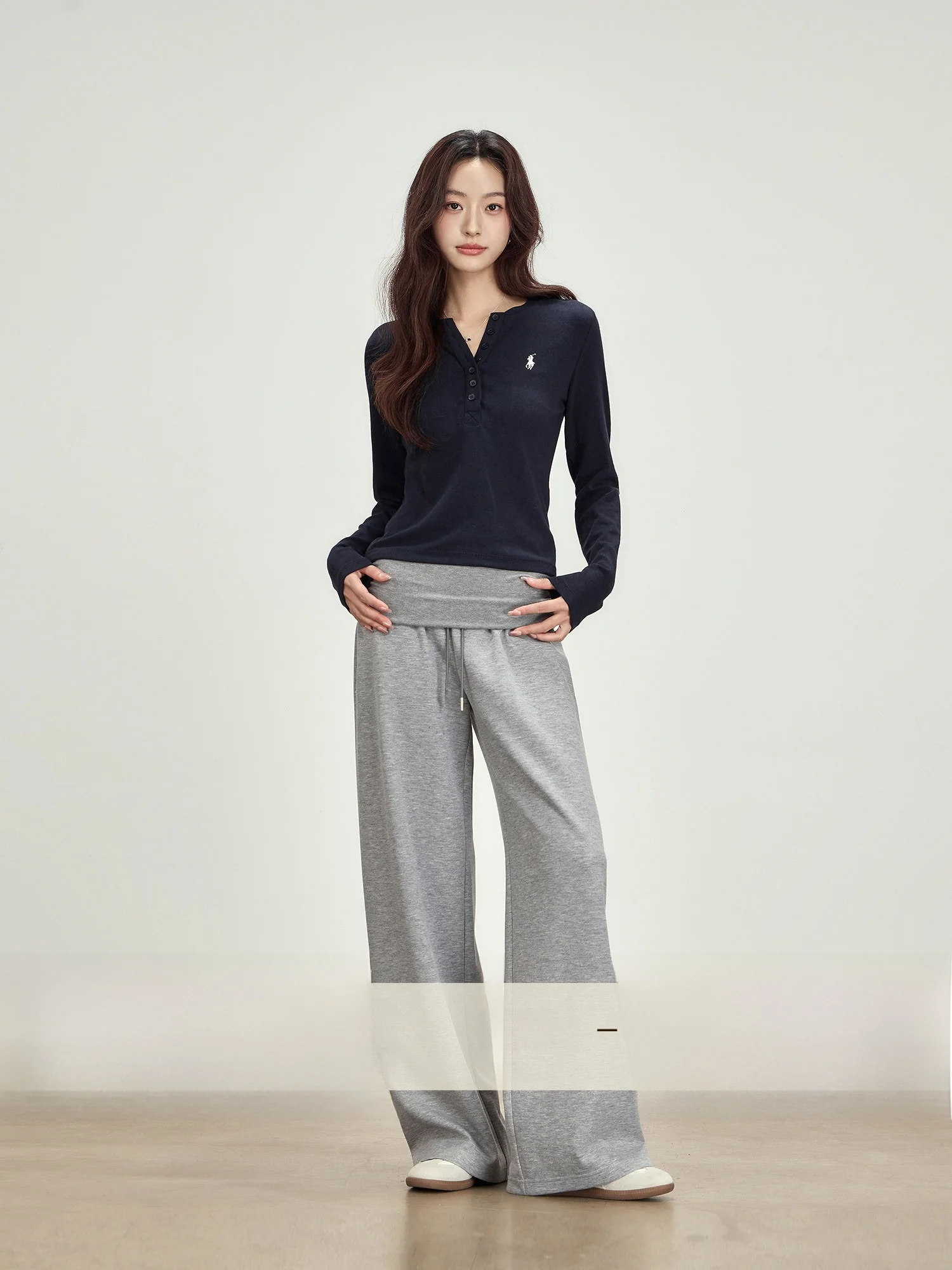 

Spring New Sle Casual Sports Loose Pants Women's Light ey Straight Leggings Slimming High Waist Polyester Viscose Blend