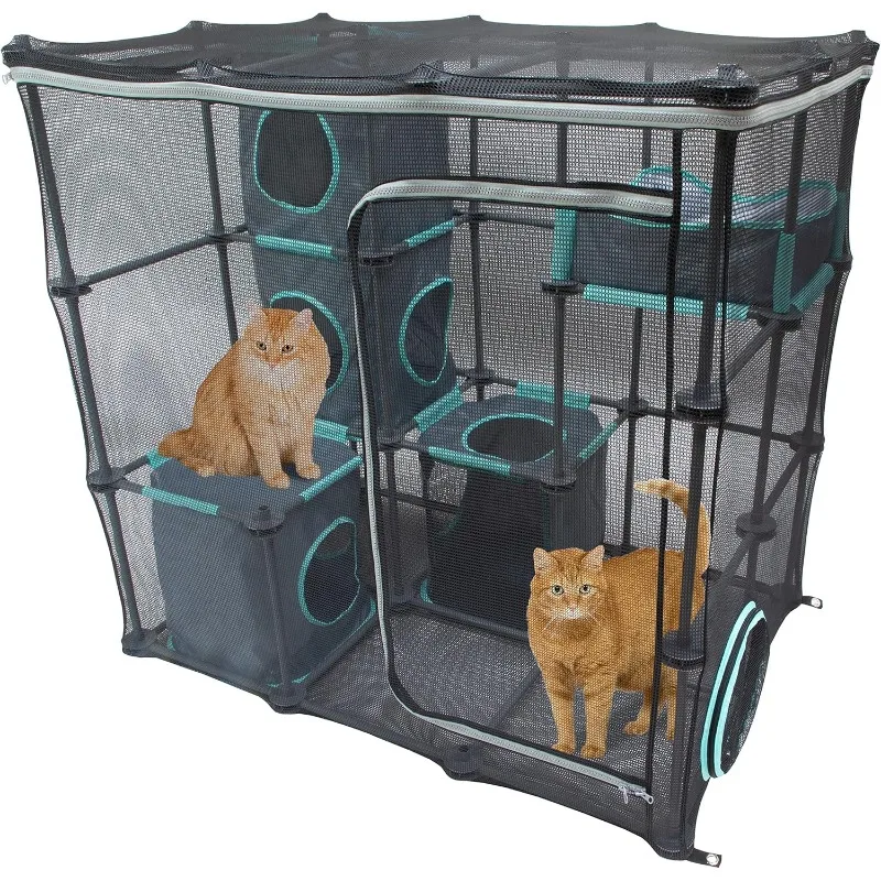 

Large Cat Cage Kit for Outdoor Cats, Includes Replacement Parts and 10-Foot Tunnel Cat House