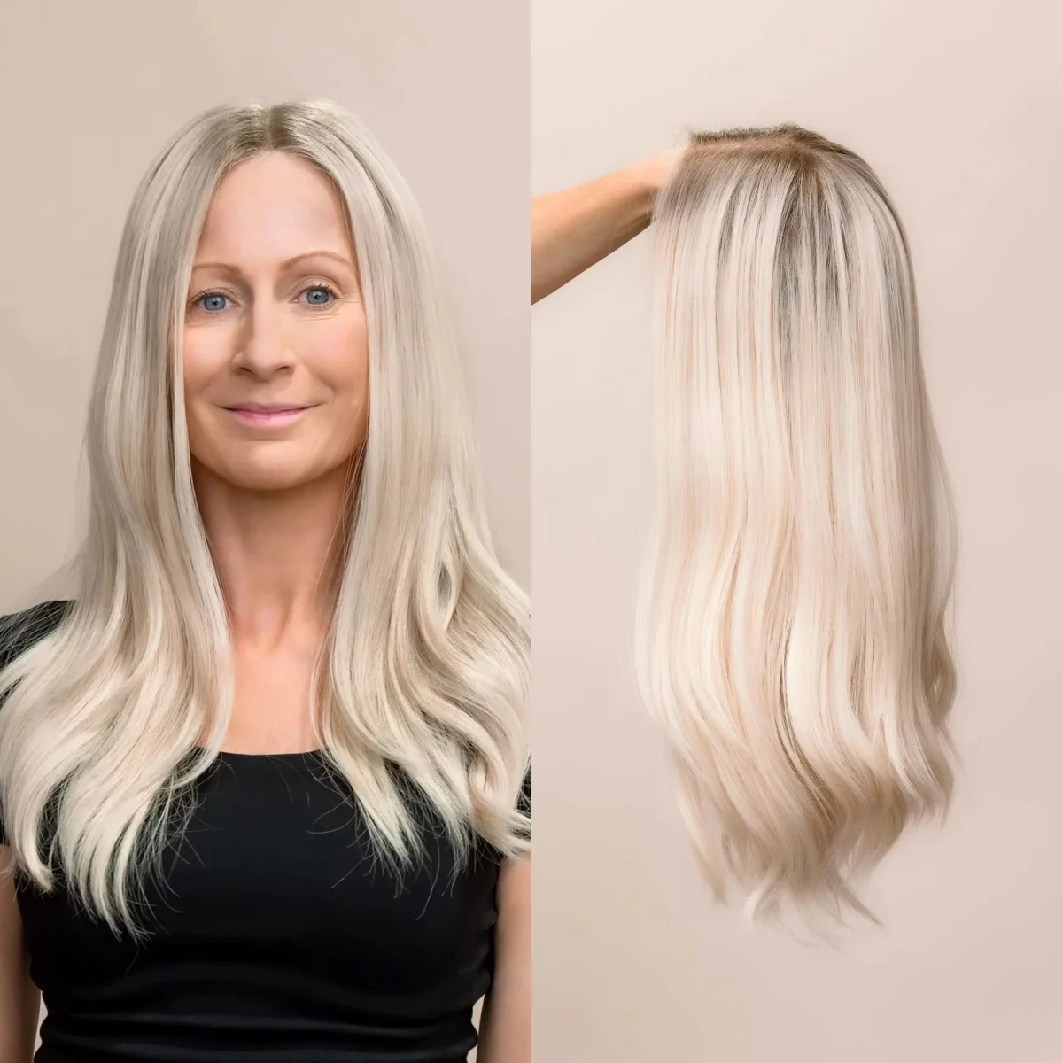 20 Inches Ombre Ash Blonde Synthetic Lace Front Wig for Women Daily Party Use Realistic Look Preplucked Hairline Heat Resistant