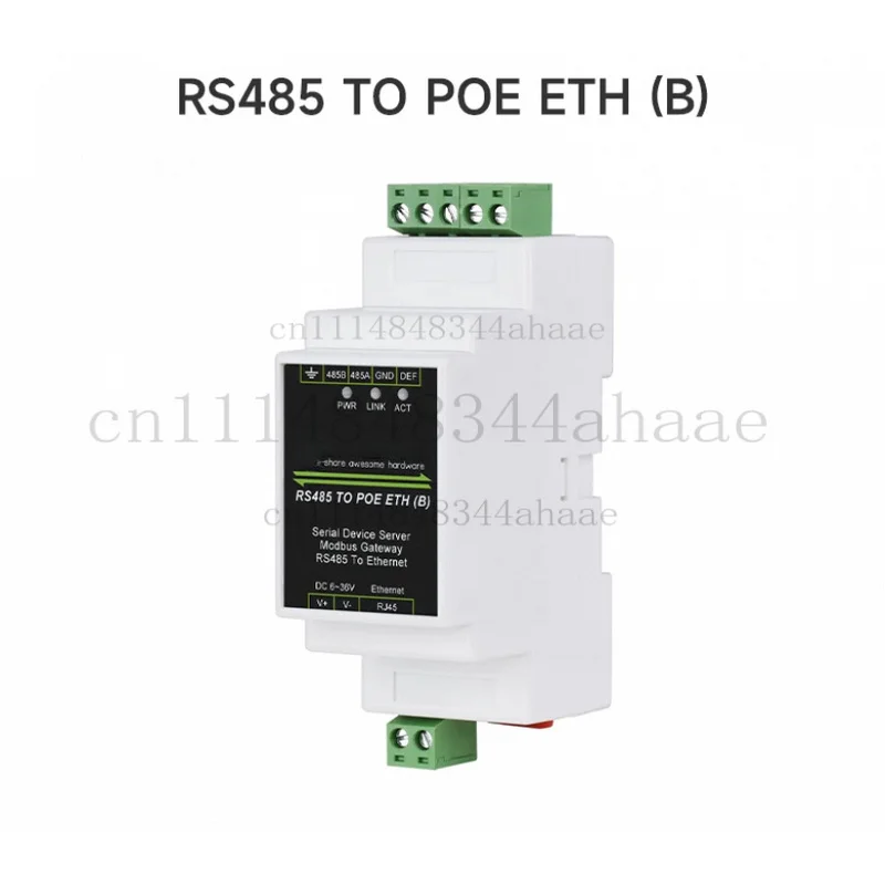 ForWaveshare Industrial serial server, RS485toRJ45 Ethernet, TCP/IP to serial, rail-mount support, with POE function(optional)