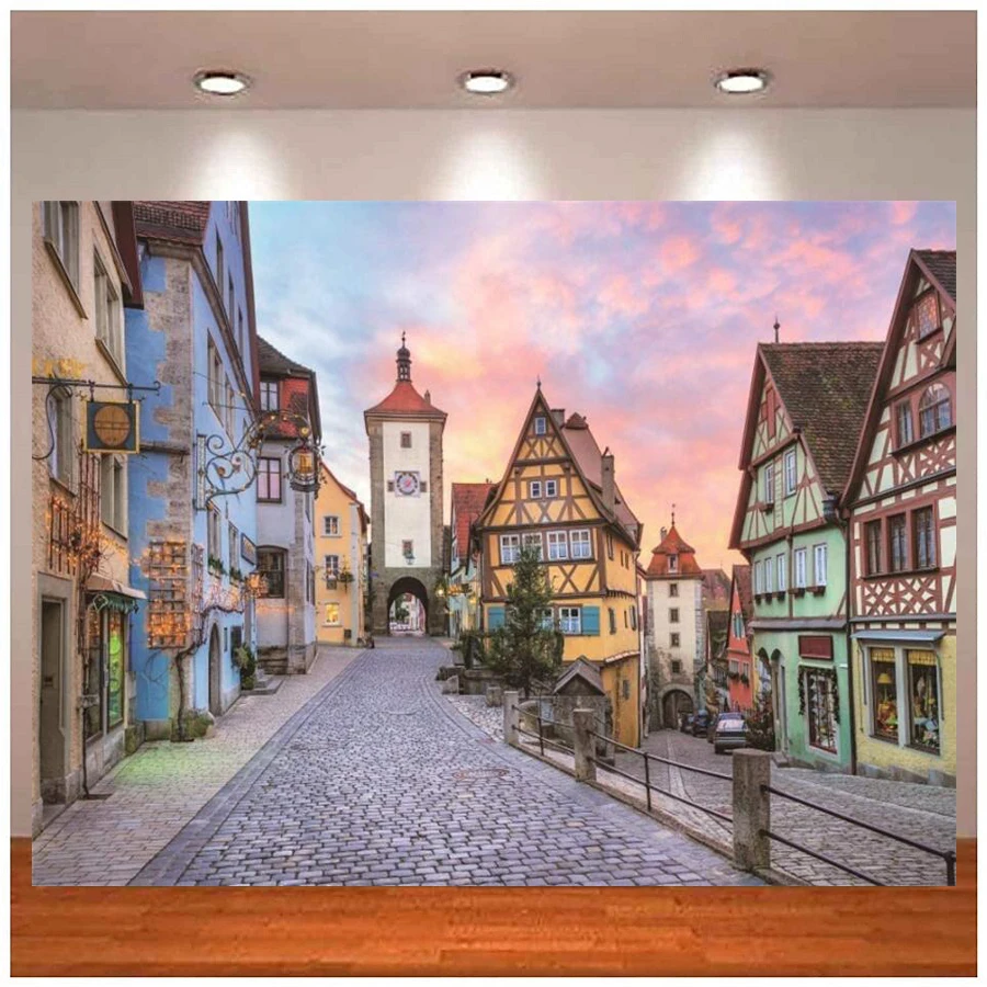 

Oktoberfest Bavarian Party Photograph Background German Town Street Photography Backdrop Party Banner Poster Studio Props