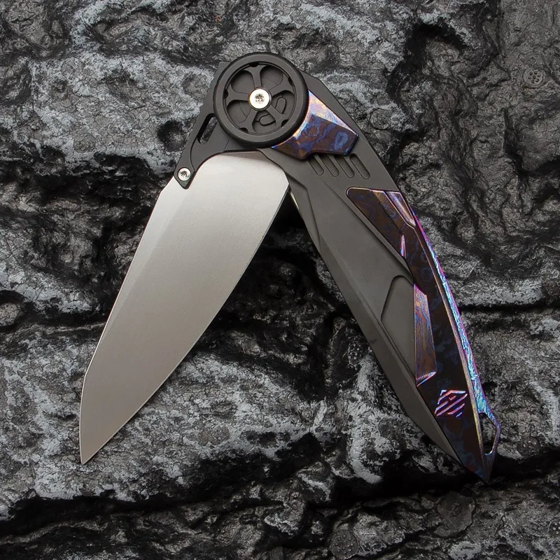 سكين قابل للطي CPM-S125V من فئة التجميع - مقبض تيتانيوم TC4 ممتاز |   أداة النجاة EDC الخارجية للتخييم، هدية للرجال للمشي لمسافات طويلة
