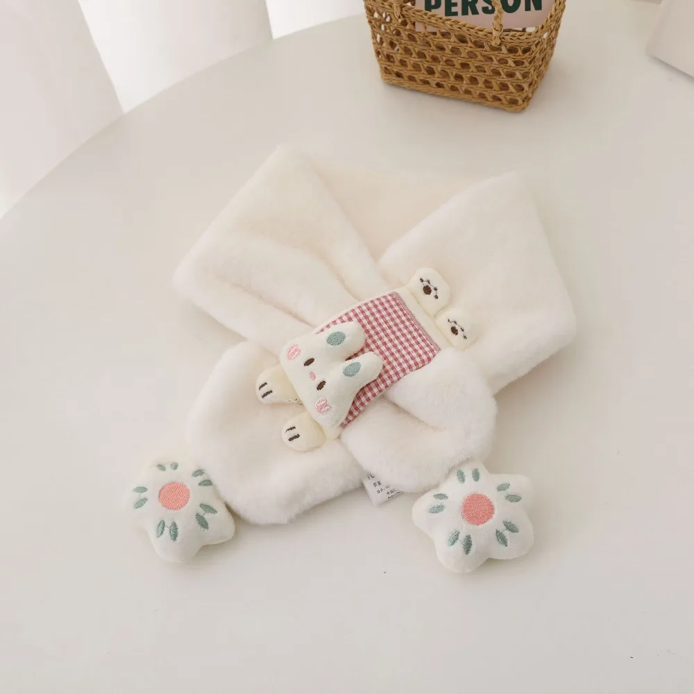 Cute Cartoon Rabbit Children Winter Scarf Windproof Cross Neck Scarf Neckerchiefs Thick Warm Shawl Scarves