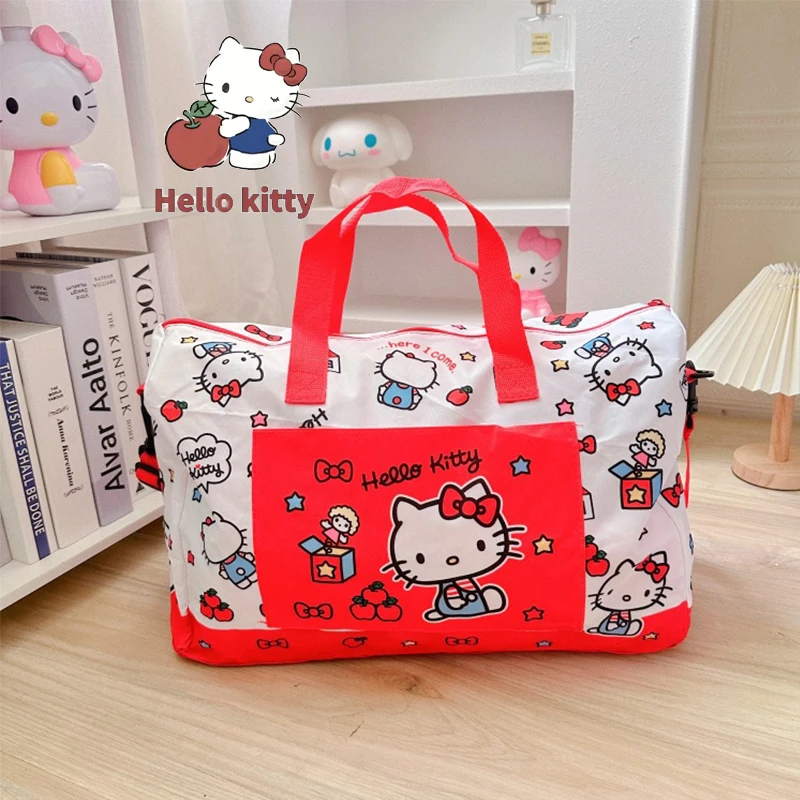 New Sanrio Kuromi Luggage Bag Hello Kitty My Melody Cinnamoroll Ultra Light Large Capacity Portable Folding Travel Luggage Bag