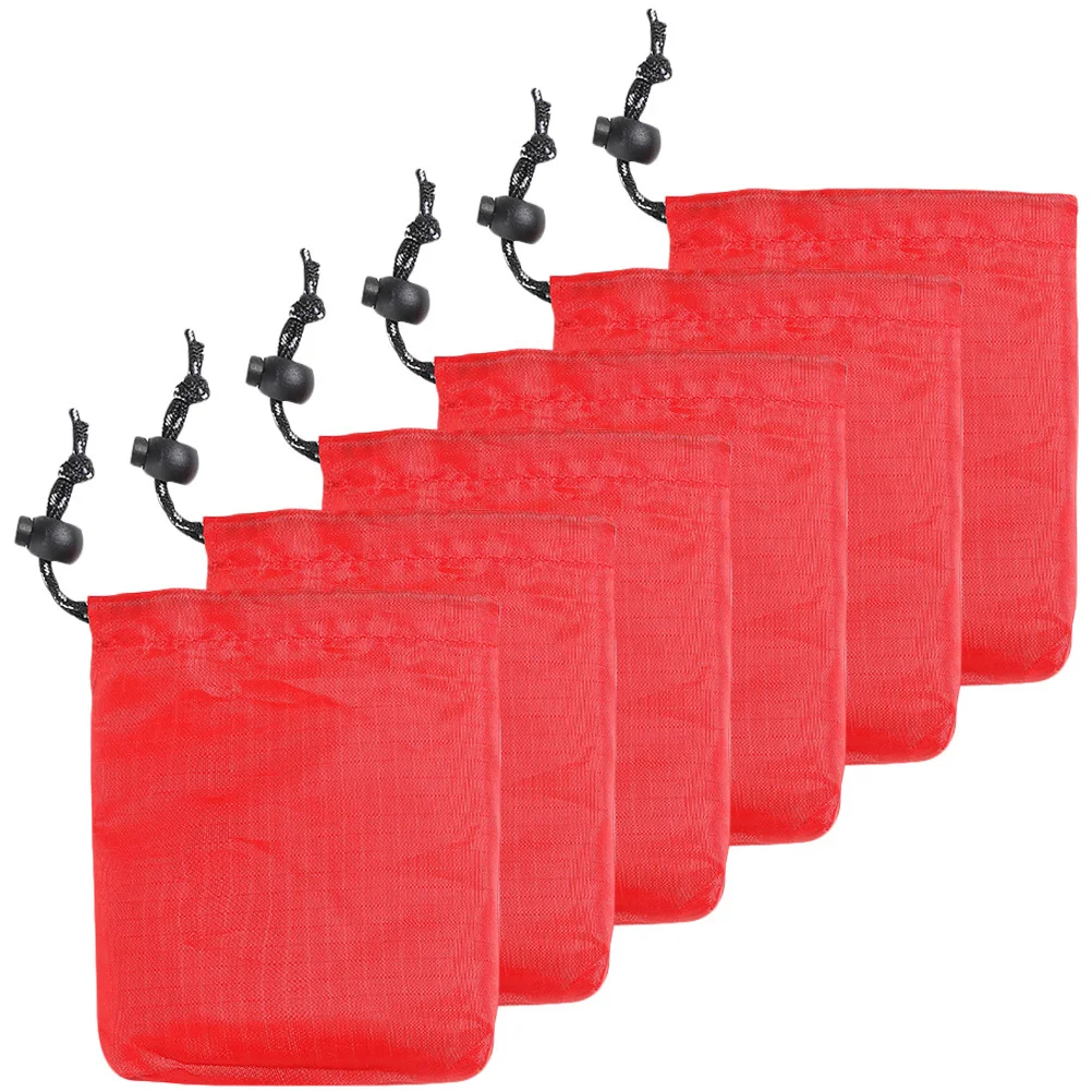 6Pcs Ecofriendly Polyester Drawstring Bags Bright Colors Jewelry Pouches Camping Organizers Storage Portable Sundries Bag