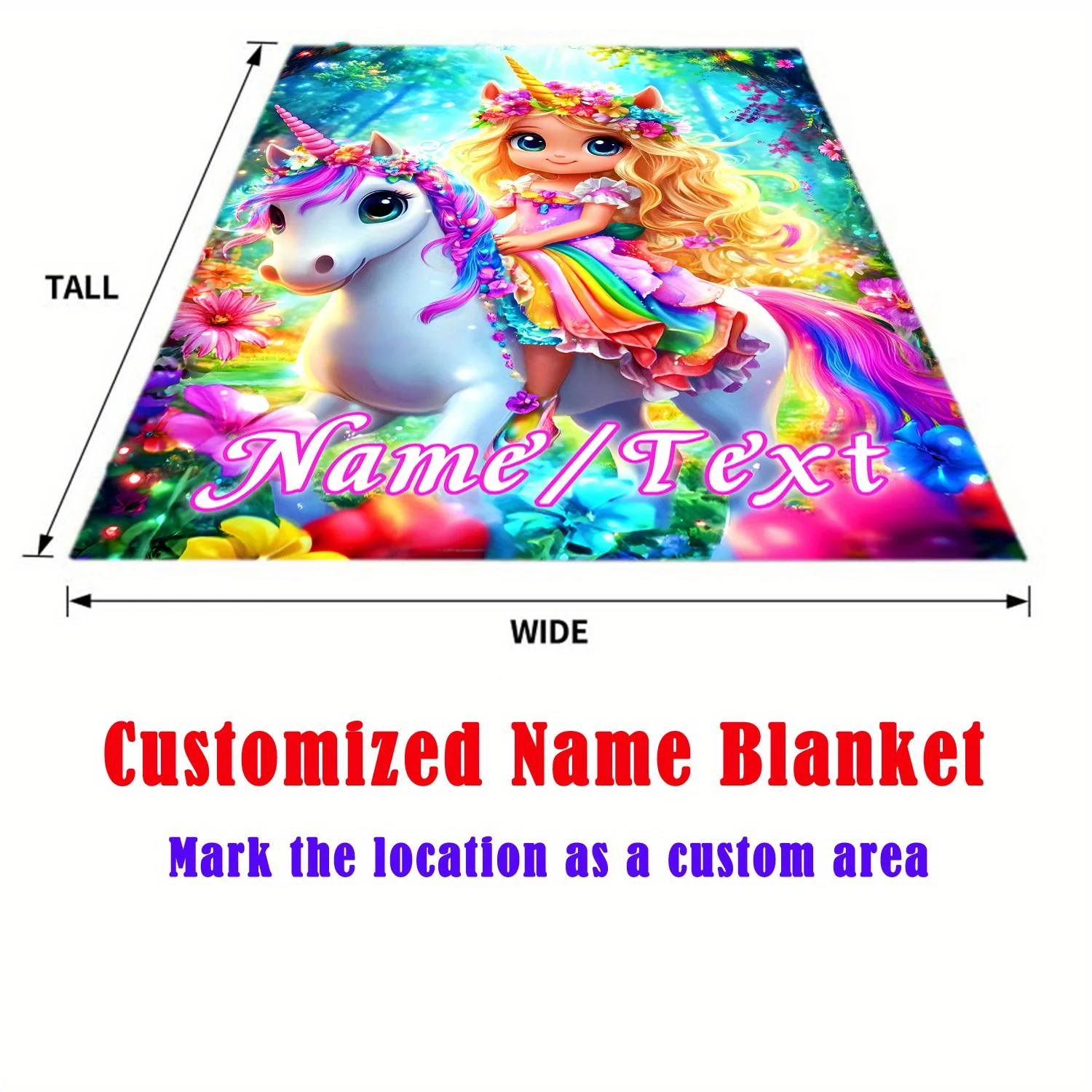 1 customized blanket depicting a cute girl riding a white horse, designed for portability. This lightweight flannel blanket