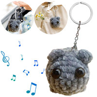 Adorable Sad Hamster Keychain Plush Toy with Sound and Soft Crochet Design Perfect for Animal Lovers