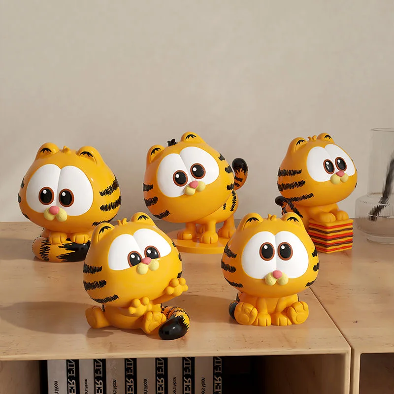 Large 11cm Kawaii Garfielded Statue Cartoon Garfielded Cat Sculpture Model Desktop Ornaments Home Decor Collectible Gifts