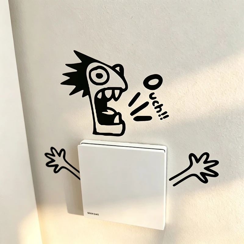 Black PVC Light Switch Sticker Self‑Adhesive Wall Decals Removable Waterproof Wall Stickers For Home Living Room Socket Panel