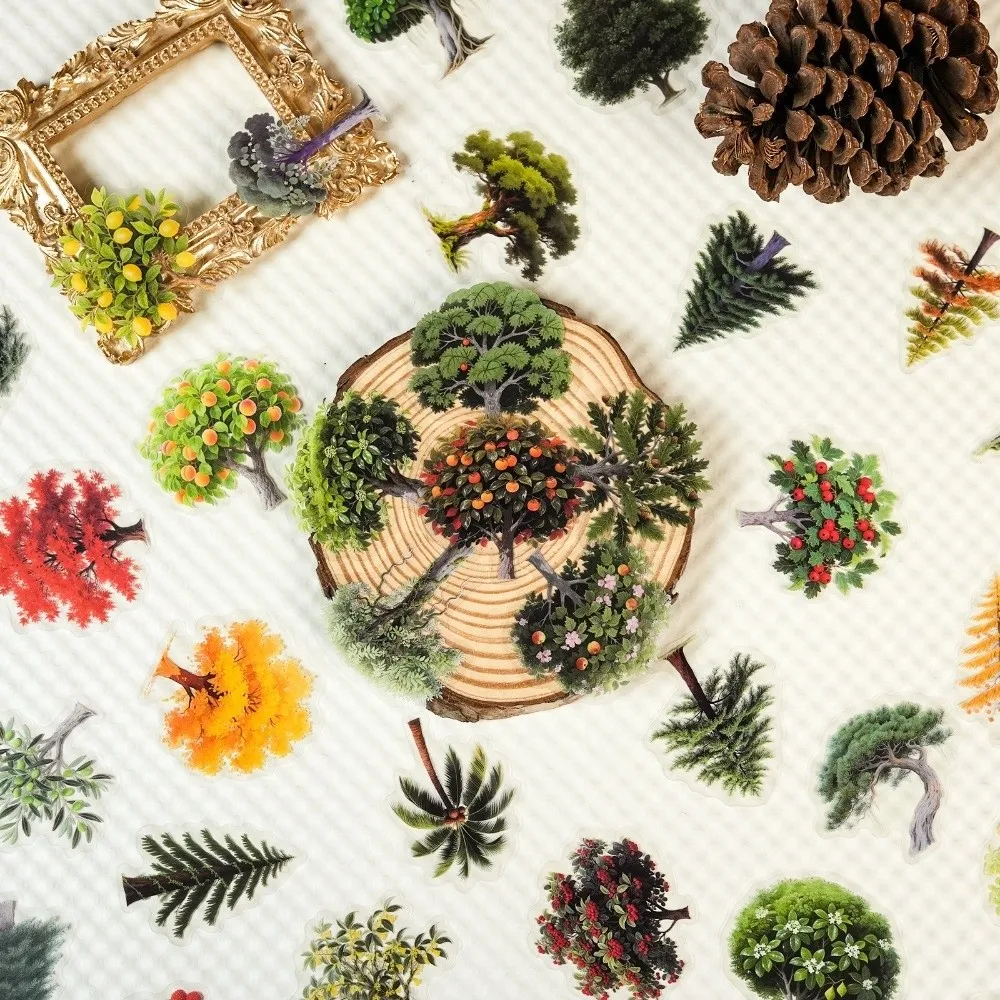 A Set Forest Theme Clear PET Plant Stickers Nature-Style Removable Forest Stickers Graffiti Stickers Bikes Decor