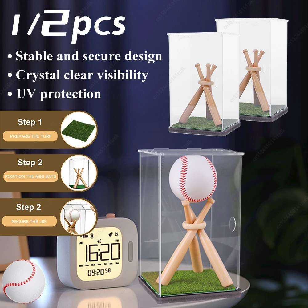 

Quality Acrylic Baseball Box Display Golf Tennis Ball Transparent Case with Wood Stand For Souvenir Collectibles Storage Box For