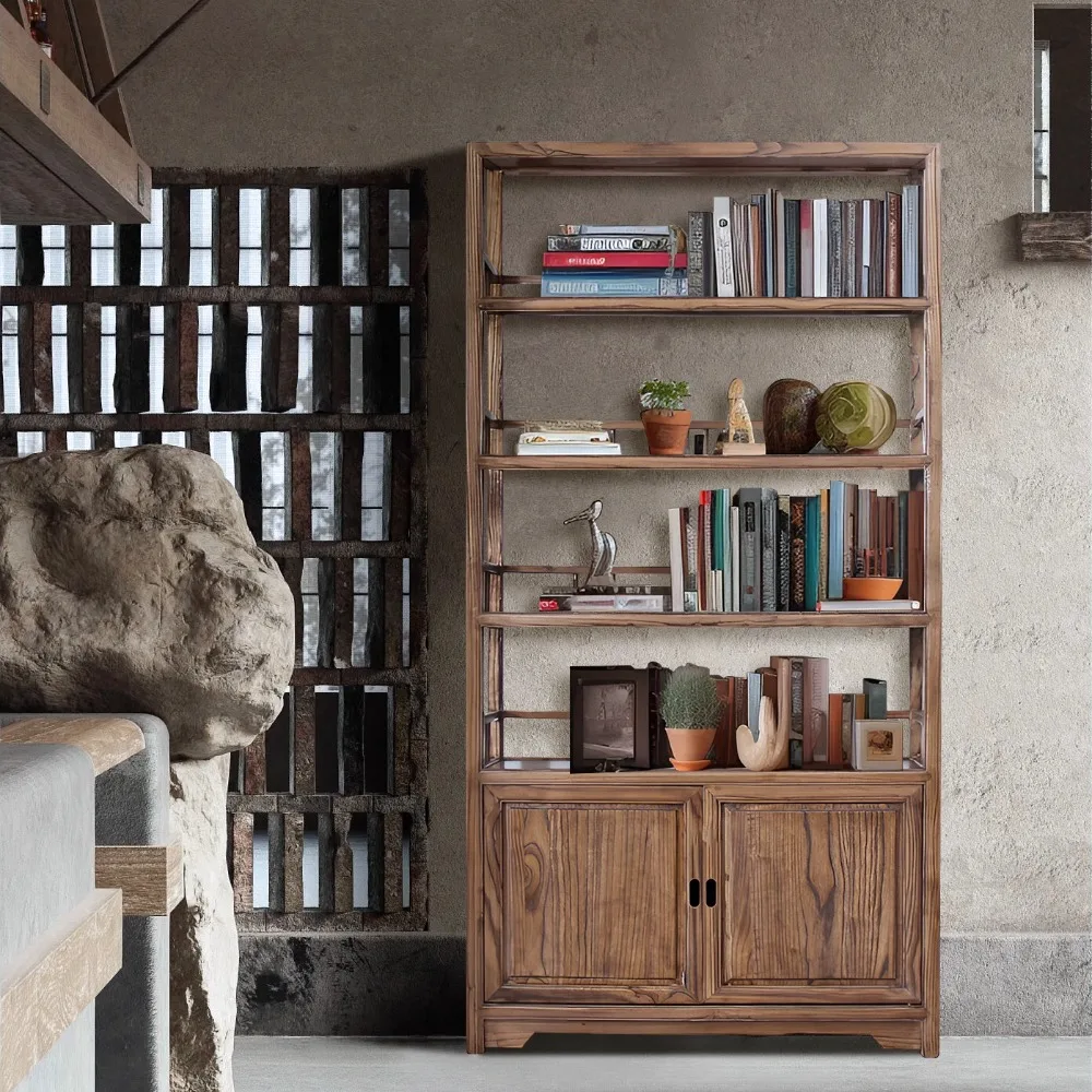 

Log Fengbogu shelf Chinese bookshelf partition tea room solid wood shelf