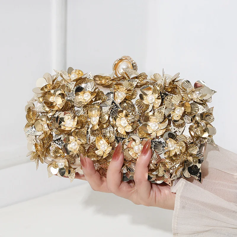 2026 Fashion Handmade Beaded Gradient Flower Diamond Dinner Bag Rhinestone Ladies Luxury Banquet Shiny Evening Party Clutch Bag