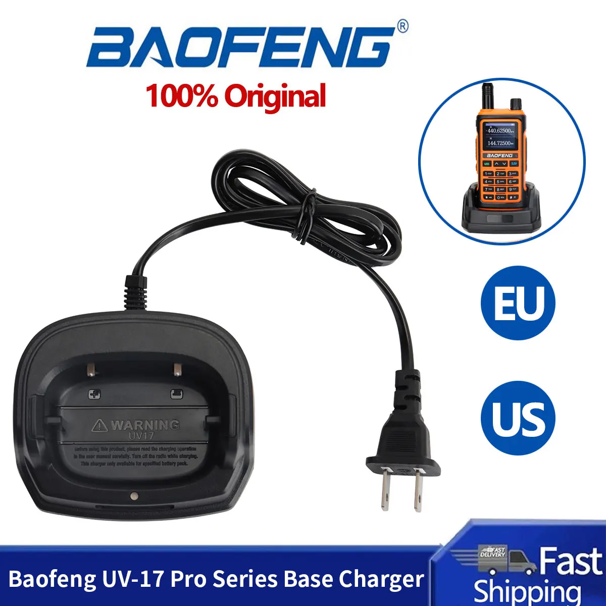 

Оригинальное зарядное устройство для аккумуляторов Baofeng UV-17 Pro V2 EU/US, двухстороннее радио, зарядное устройство UV17, портативная рация Baofeng, аксессуары для аккумуляторов