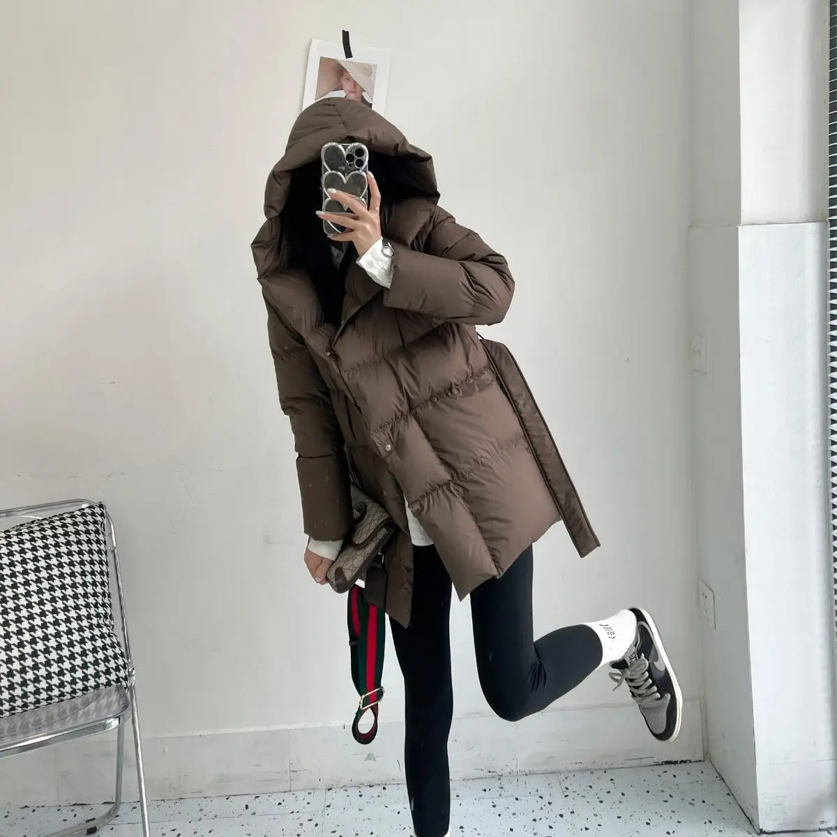 Hooded Padded Women's Coat Winter Warm Thick Quilted Jacket Long Sleeve Outerwear Casual Loose Fit Cozy Soft Basic Female Parkas