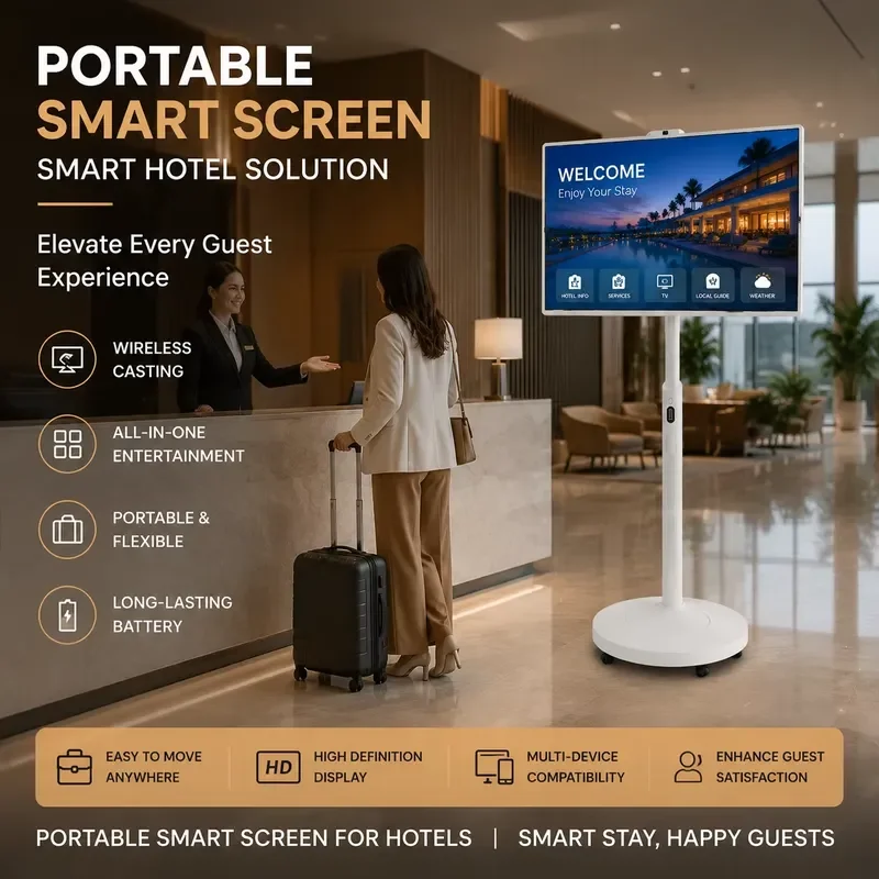 BOLRZO 32-Inch Portable TV with Android Touchscreen Display, Portable TV with Battery LED Backlit Display, Suitable For