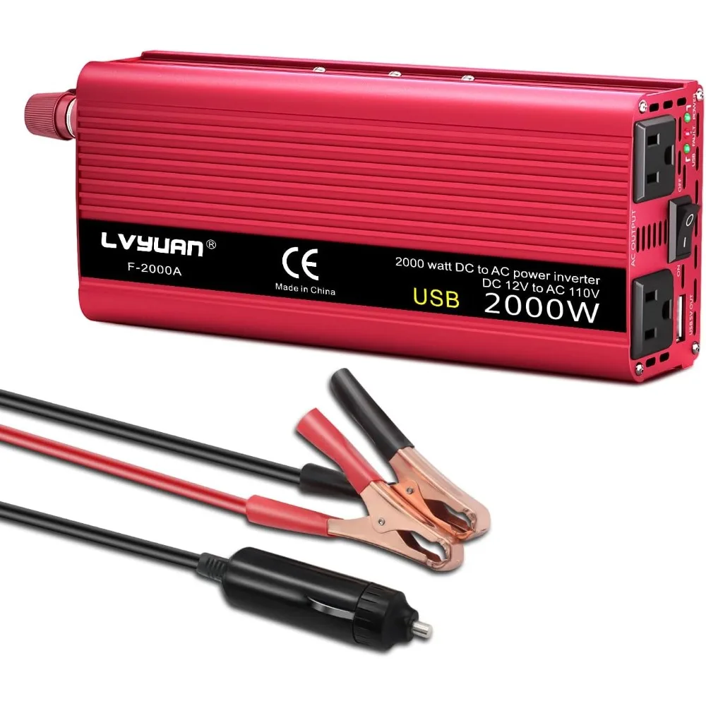 

1000W 12V DC to 110V AC Power Inverter with Dual AC Outlets and 3.4A USB Port for Car Use