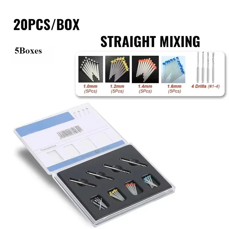 

5 x 20Pcs/Box High Intensity Fiber Post Dental Restorative Quartz Glass Fiber Resin Post With Drill Orthodontic Filling Material