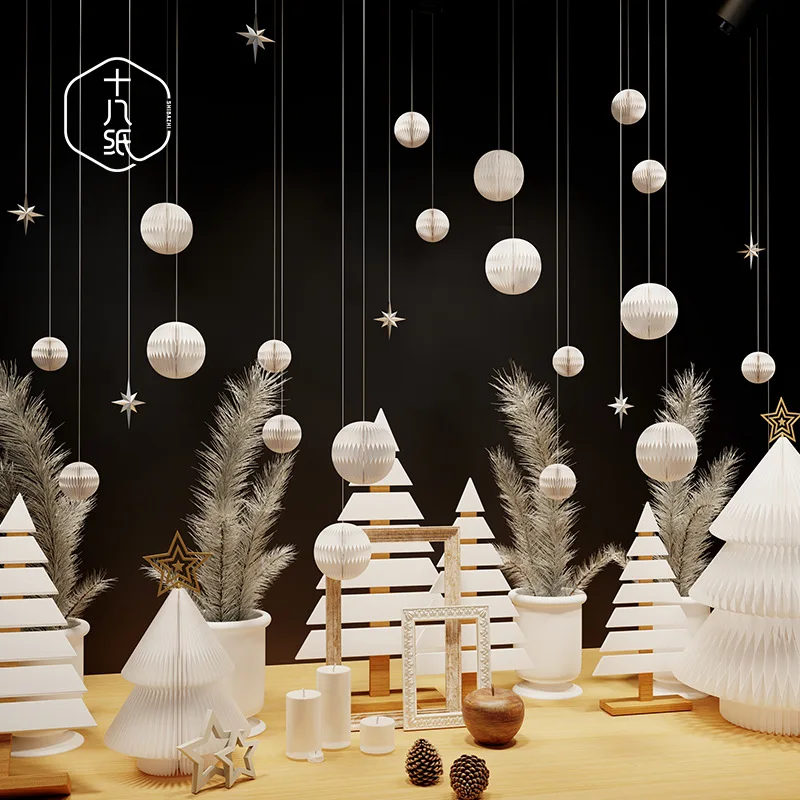 Eighteen-Piece Paper Hanging Ornaments, Bead Pendants, Ceiling Decorations, Living Room And Shopping Mall Window Display Pendant