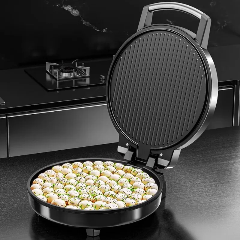 Electric griddle, household and commercial griddle, double-sided pancake maker, knob-controlled temperature pancake maker