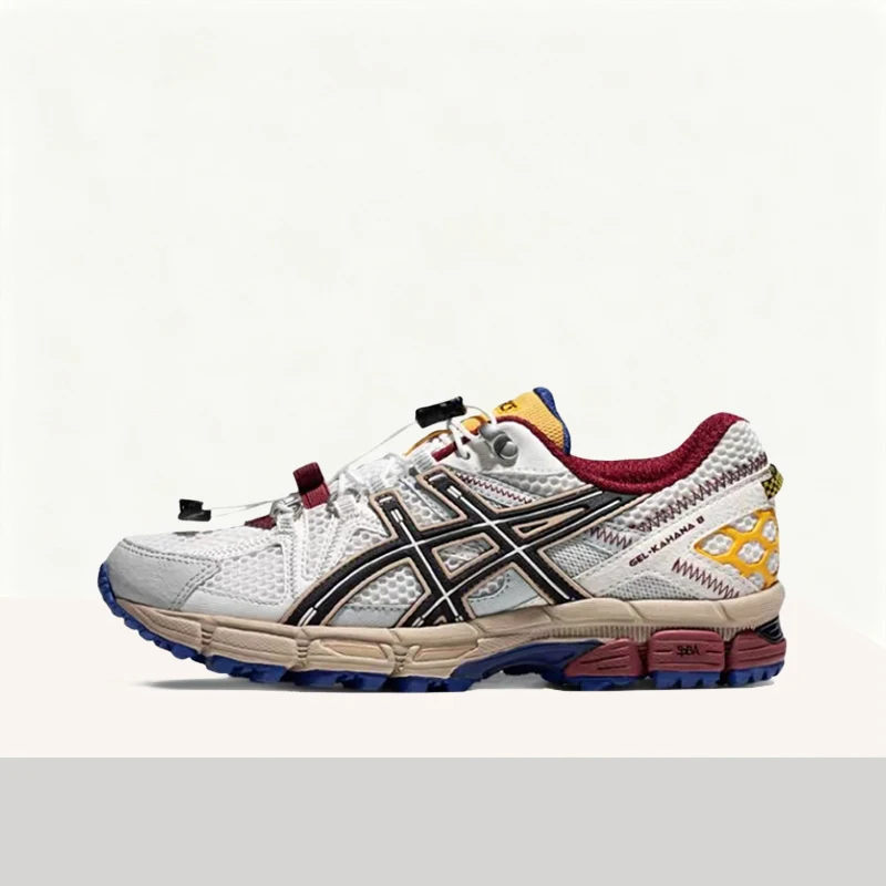 ASICS Gel-Kahana 8 FL Women's White/Black/Yellow Low-Top Runners –Breathable Stylish Sole & Durable Comfortable Fit 1012B634-100