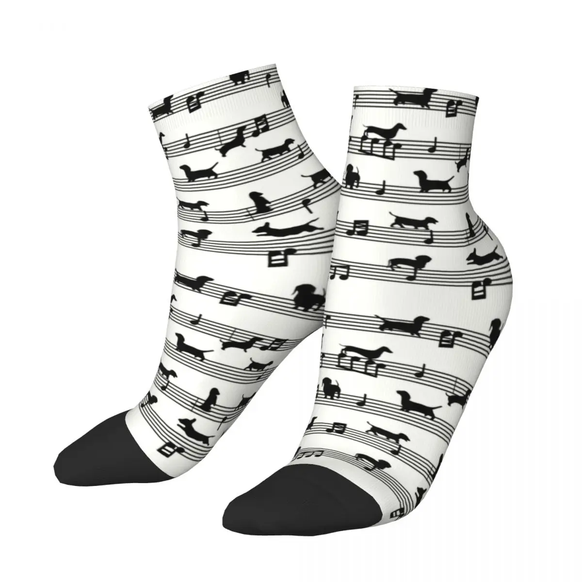 Harajuku Music Notes Dachshund Socks Women Men Warm 3D Printed Wiener Badger Sausage Dog Sports Football Socks