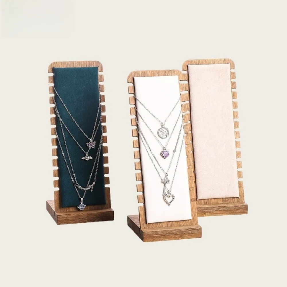 

New Wood Display Stand Detachable Square Jewelry Organizer Leather Flock Wooden Storage Rack Jewelry