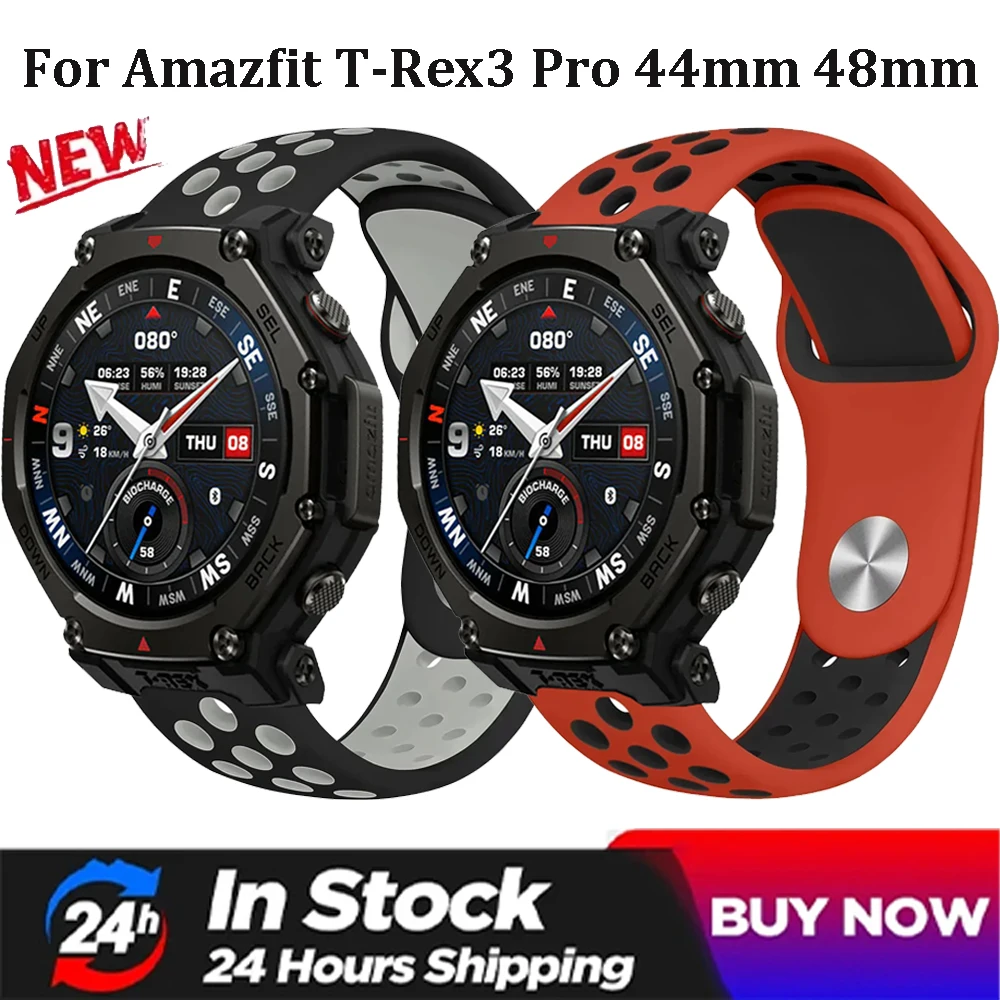 20mm 22mm Soft Silicone Strap For Amazfit T-Rex3 Pro 48-44mm Helio Balance 2 1 Breathable Bracelet Amazfit Active 2/Square Bip 6