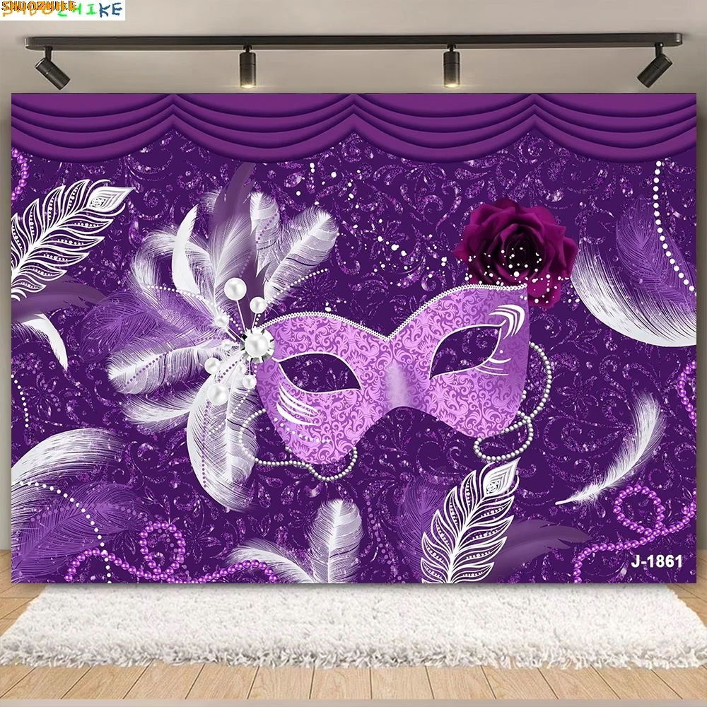 

Mardi Gras Photography Backdrops Fantasy Light Bokeh Mask Ribbons Brazil Carnival Party Dancing Photo Studio Background NH-01