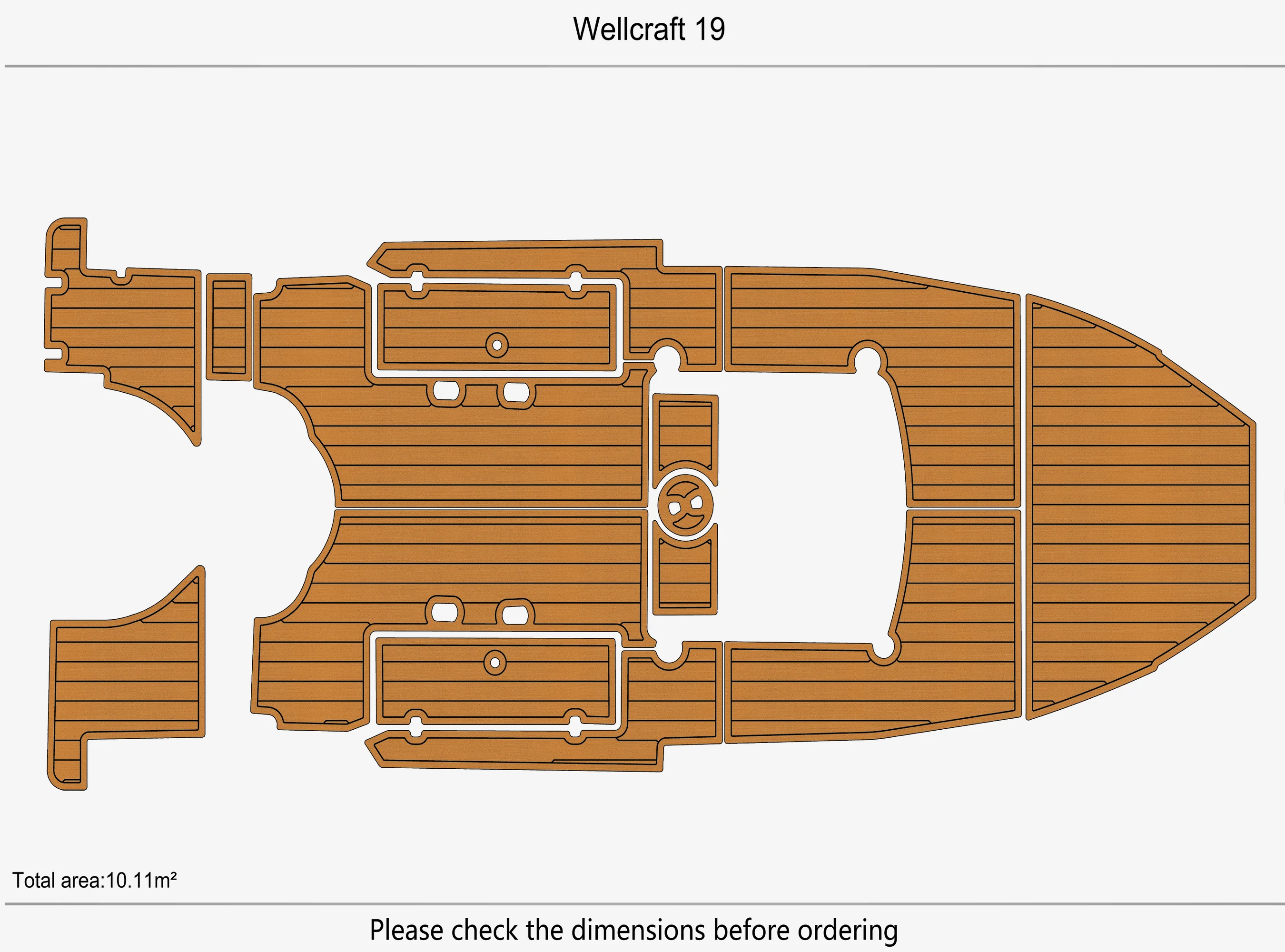 Anti-Skid EVA Faux Teak Self-Adhesive 6mm Boat Deck Pad for Wellcraft 19 Yacht Cockpit Durable Marine Floor