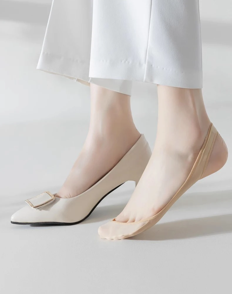 Invisible Boat Socks for Women No-Show Female Low Cut Summer Thin Transparent Lace Half Palm Suspender Sock view 5