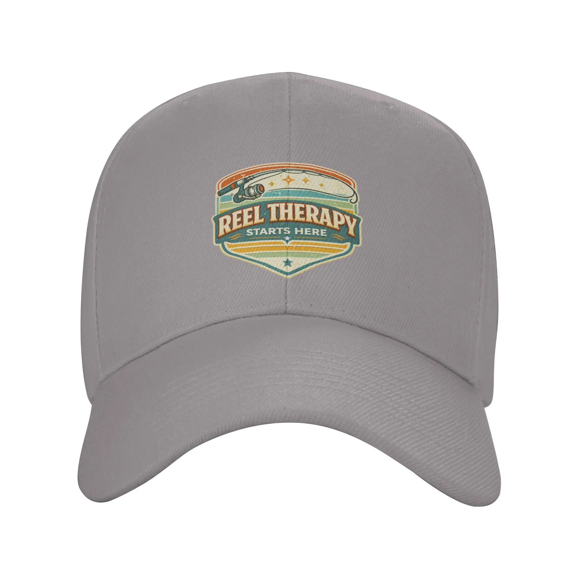 Hot Sale Reel Therapy Starts Here Vintage Fishing Retro Design Baseball Cap  Oversized Hats For Man  Youth Activity Hats For Man