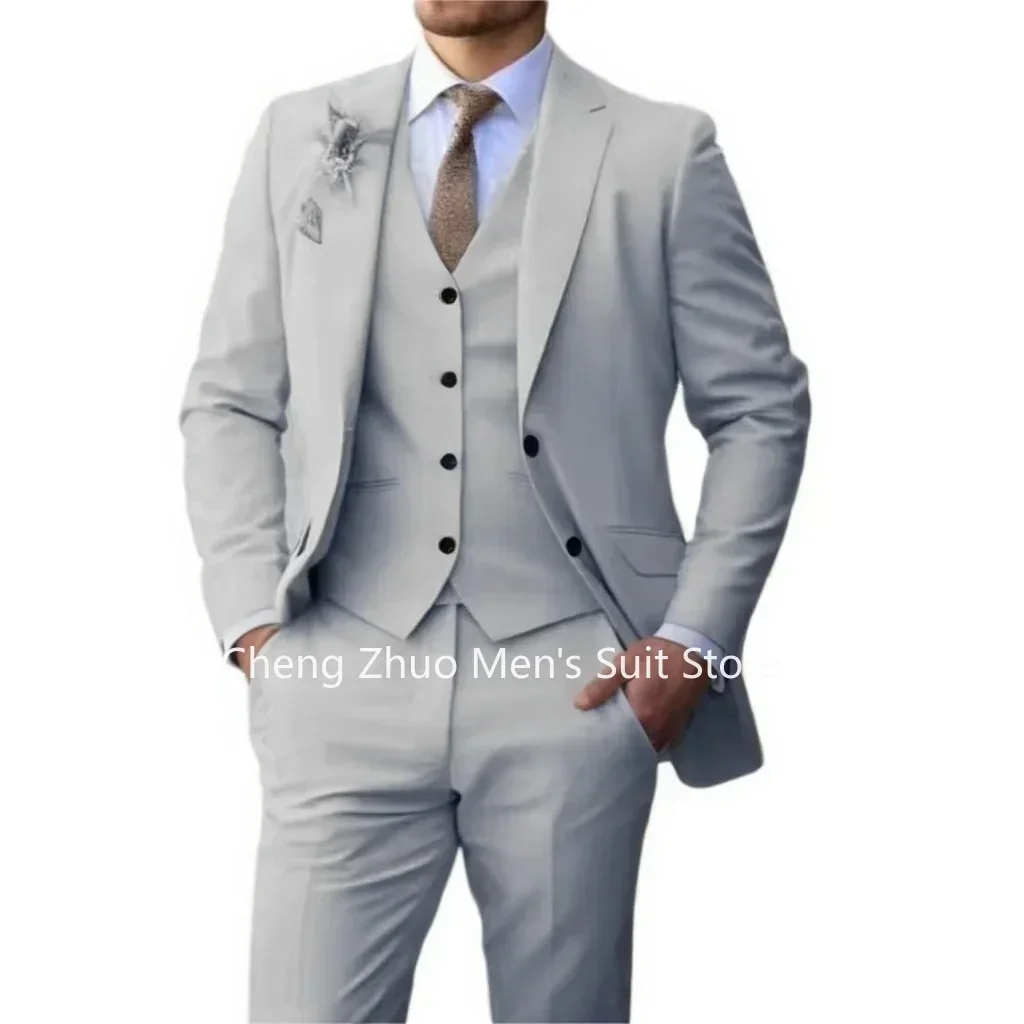 

Elegant Suit for Men Notched Lapel 3piece Blazer Vest and Pant Set Stylish Tuxedo Suits for Men Wedding Dresses Business Banquet